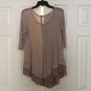 Fringe/layered ruffled half sleeve blush shirt